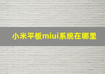 小米平板miui系统在哪里