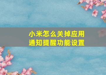 小米怎么关掉应用通知提醒功能设置