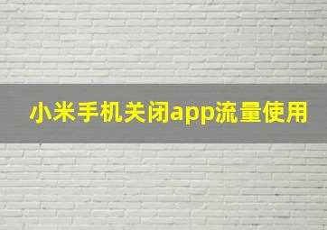 小米手机关闭app流量使用