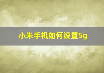 小米手机如何设置5g