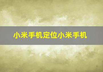 小米手机定位小米手机