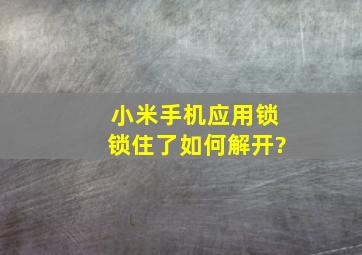 小米手机应用锁锁住了如何解开?