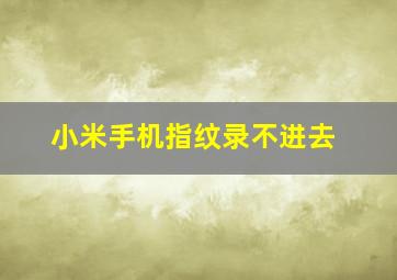 小米手机指纹录不进去