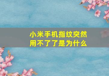 小米手机指纹突然用不了了是为什么