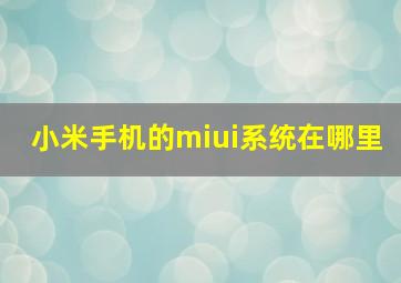 小米手机的miui系统在哪里