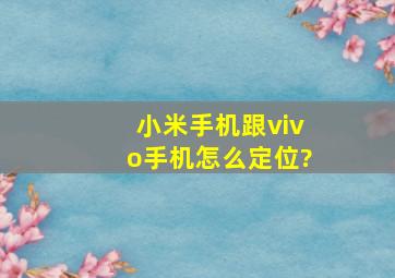 小米手机跟vivo手机怎么定位?