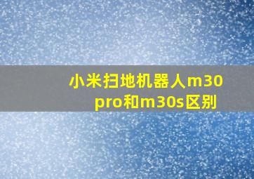 小米扫地机器人m30pro和m30s区别