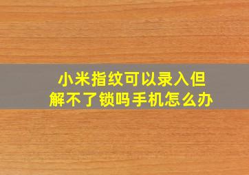 小米指纹可以录入但解不了锁吗手机怎么办