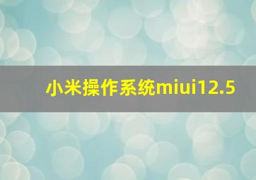 小米操作系统miui12.5