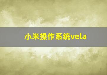 小米操作系统vela