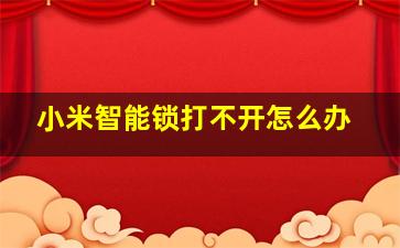 小米智能锁打不开怎么办