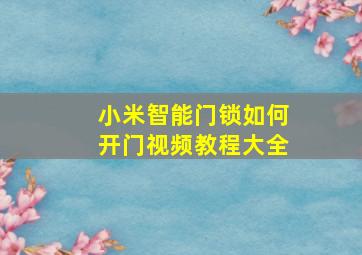 小米智能门锁如何开门视频教程大全