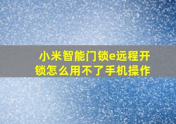 小米智能门锁e远程开锁怎么用不了手机操作