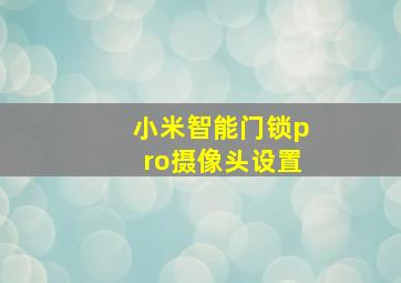 小米智能门锁pro摄像头设置