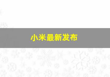 小米最新发布