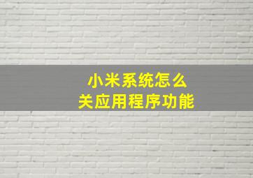 小米系统怎么关应用程序功能