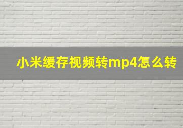 小米缓存视频转mp4怎么转