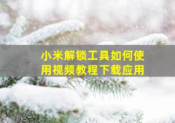 小米解锁工具如何使用视频教程下载应用