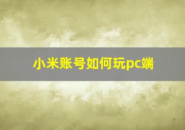 小米账号如何玩pc端