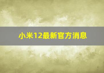 小米12最新官方消息