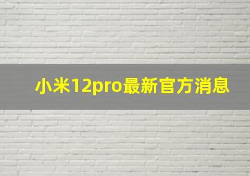 小米12pro最新官方消息