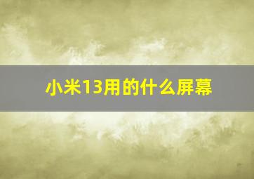 小米13用的什么屏幕