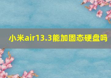 小米air13.3能加固态硬盘吗