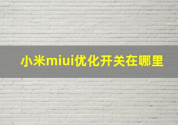 小米miui优化开关在哪里