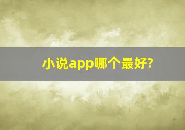 小说app哪个最好?