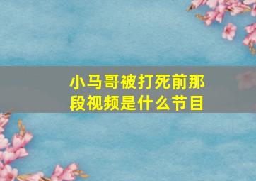 小马哥被打死前那段视频是什么节目