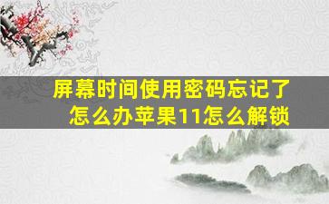 屏幕时间使用密码忘记了怎么办苹果11怎么解锁