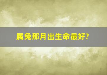 属兔那月出生命最好?