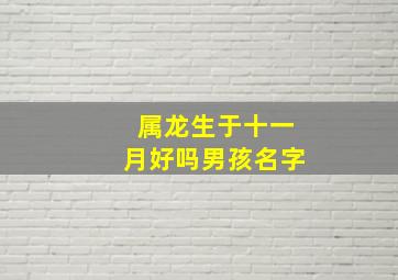 属龙生于十一月好吗男孩名字