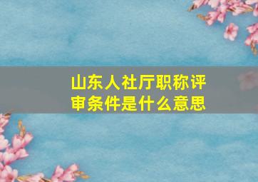 山东人社厅职称评审条件是什么意思