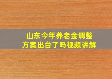 山东今年养老金调整方案出台了吗视频讲解