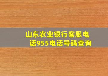 山东农业银行客服电话955电话号码查询