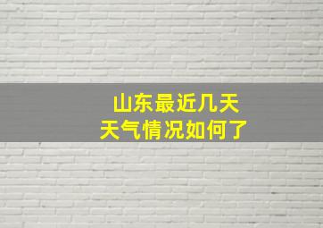 山东最近几天天气情况如何了