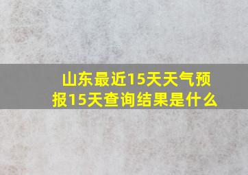 山东最近15天天气预报15天查询结果是什么