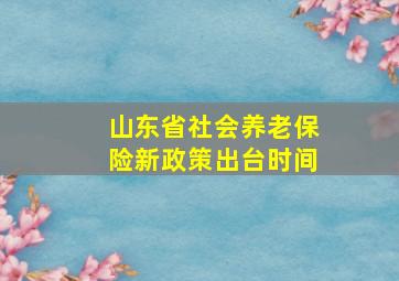 山东省社会养老保险新政策出台时间