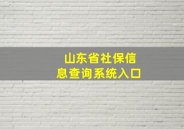 山东省社保信息查询系统入口