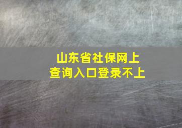 山东省社保网上查询入口登录不上