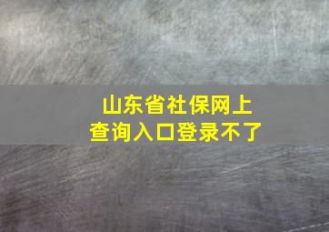 山东省社保网上查询入口登录不了