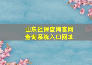 山东社保查询官网查询系统入口网址