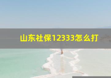 山东社保12333怎么打