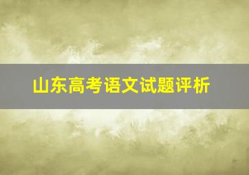 山东高考语文试题评析