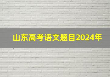 山东高考语文题目2024年