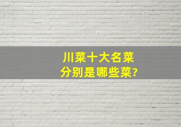 川菜十大名菜分别是哪些菜?