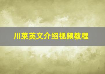 川菜英文介绍视频教程