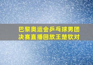 巴黎奥运会乒乓球男团决赛直播回放王楚钦对