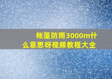 帐篷防雨3000m什么意思呀视频教程大全